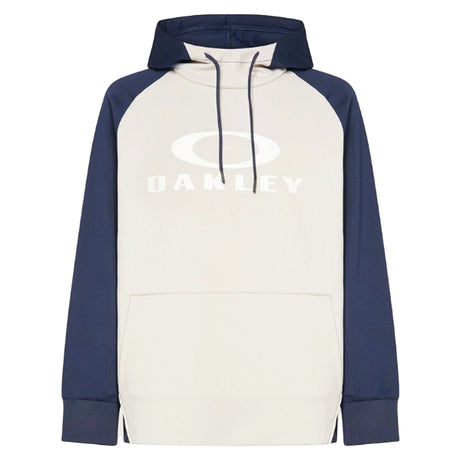 BarkDWRHoody-Hoodie with navy sleeves and white body featuring Oakley logo on a white background