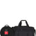 BaseCampDuffel_M-Black duffel bag and round travel case on a white background