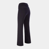 BelleStretchPant-Black wide-leg cropped pants shown from a rear three-quarter angle on a light gray background.