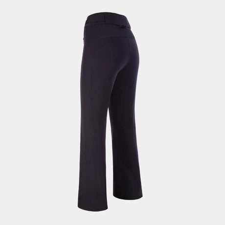 BelleStretchPant-Black wide-leg cropped pants shown from a rear three-quarter angle on a light gray background.