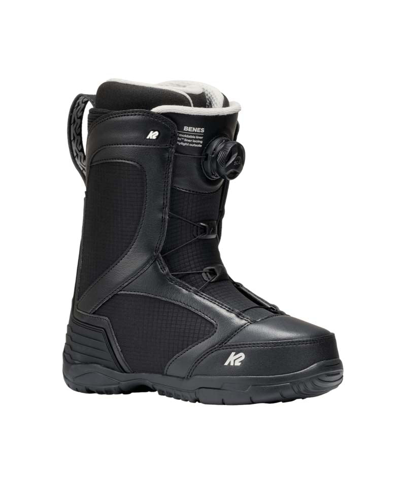Benes- Black snowboard boot on a white background
