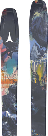 Bent100-Colorful ski with mountain design on a white background