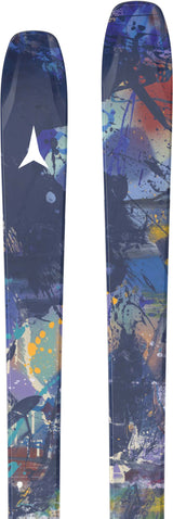 Bent90- Pair of skis with a colorful design on a white background