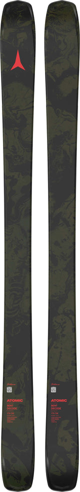 BentDecode- Green and black skis on a white background