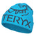 BirdWordToque-A light blue knit beanie hat featuring a dark grey knit Arc'teryx bird logo and the brand name 'ARC'TERYX' across the front cuff.