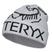 BirdWordToque-A light gray knit beanie hat featuring a black knit Arc'teryx bird logo and the brand name 'ARC'TERYX' across the front cuff.