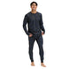 MSummitBaseLayerCrewneck-Man wearing a dark blue baselayer set on a light gray background