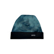 Descend Beanie-Blue patterned beanie with black band on a light gray background