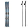 Blur76w_QuicClik- A pair of blue skis and two black ski poles on a plain white background.