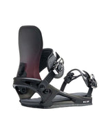 Bond- Black and red snowboard binding on a white background