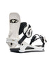 Bond- White and black snowboard binding on a white background