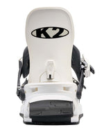 Bond- White and black snowboard binding on a white background