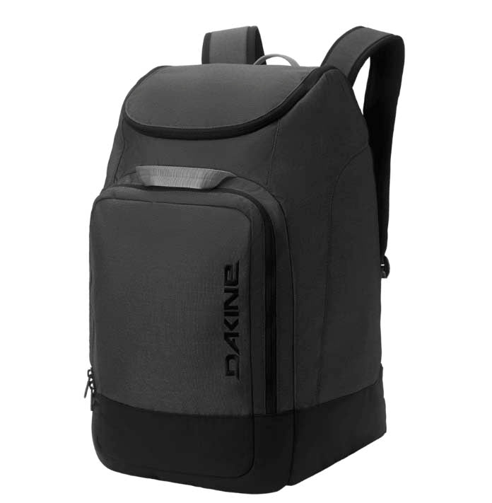 BootBackpack50L-Grey backpack with Dakine logo on a white background