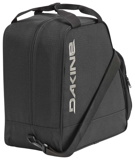 BootBag30L-Black boot bag with 'Dakine' logo on a white background