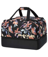 BootLocker69L-Black floral patterned boot bag on a white background