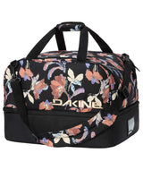 BootLocker69L-Black floral patterned boot bag on a white background