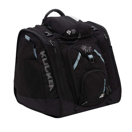 BootTrekkerBootBag- Black and blue bag on a white background