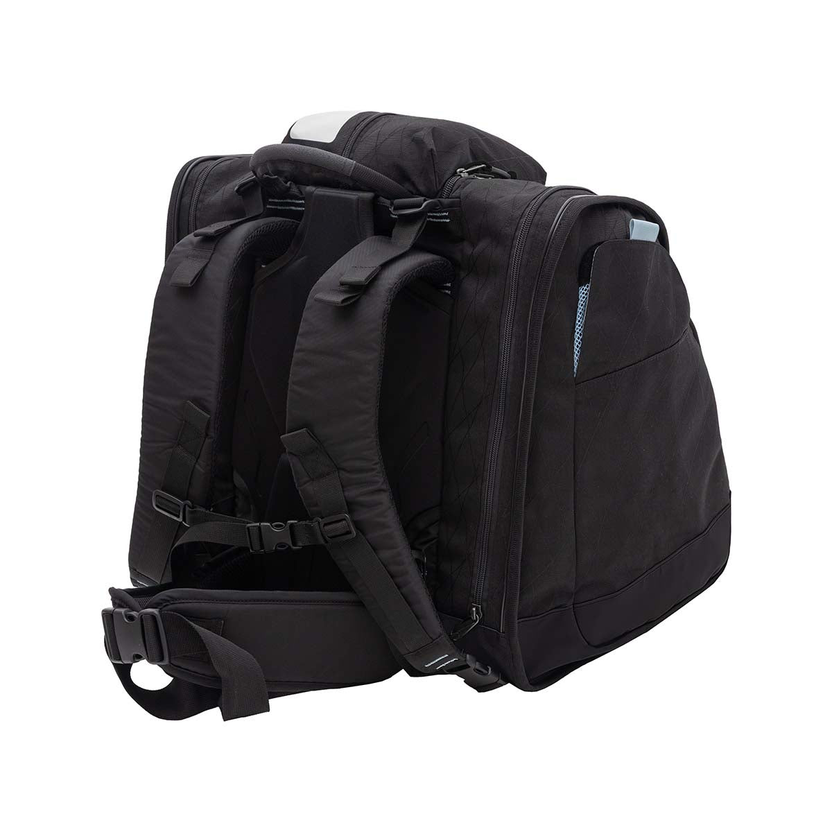BootTrekkerBootBag- Black and blue bag on a white background
