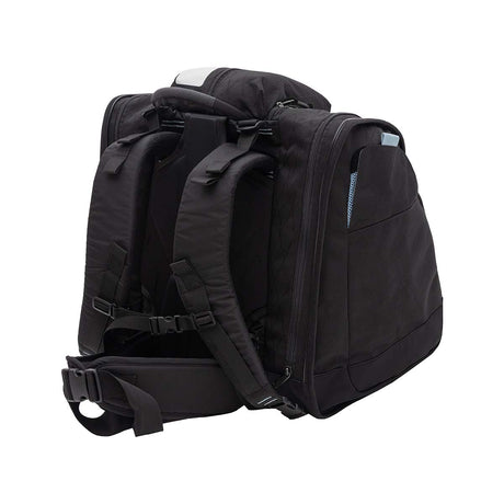 BootTrekkerBootBag- Black and blue bag on a white background