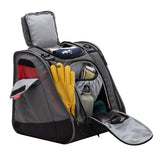 BootTrekkerBootBag- Grey, black, and red bag on a white background
