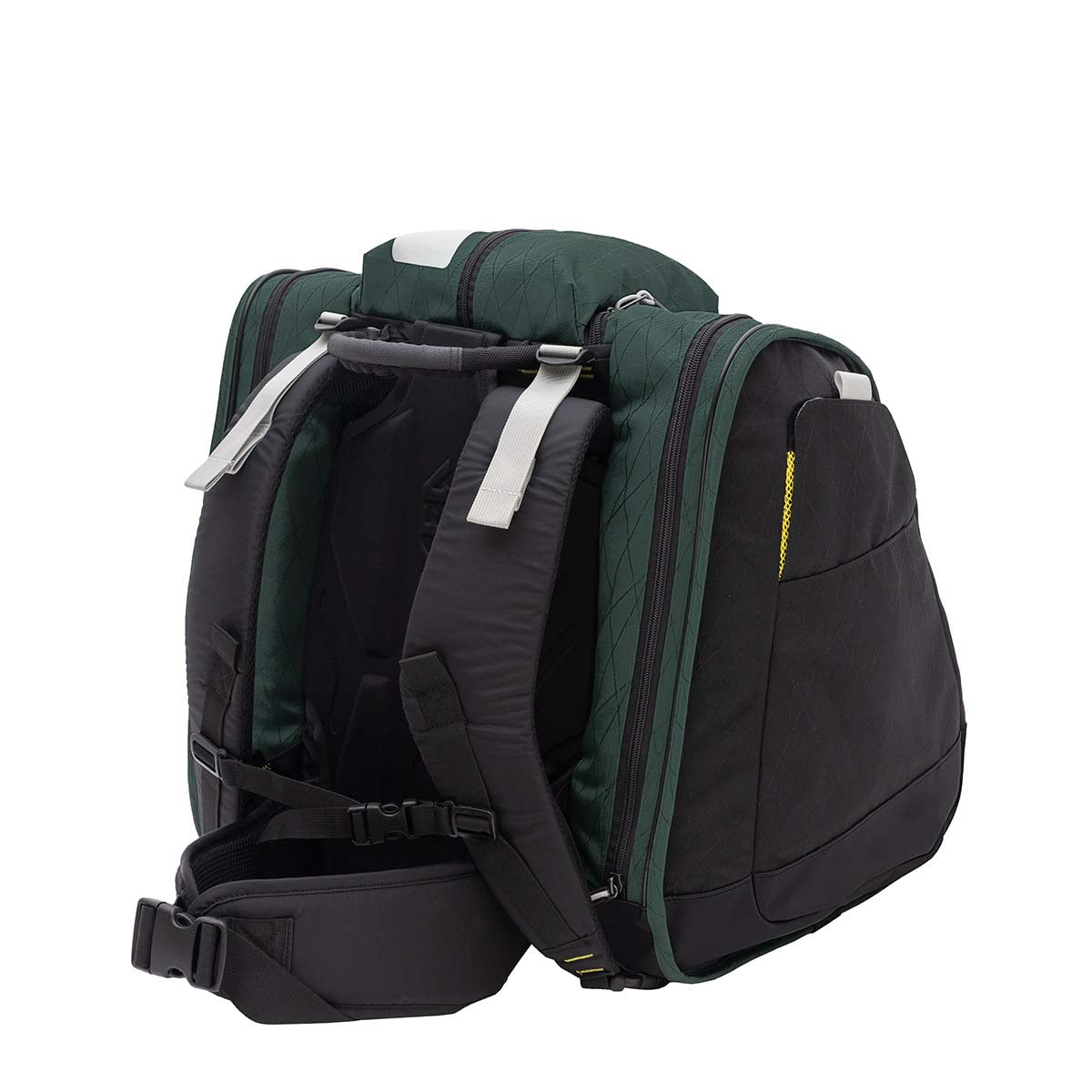 BootTrekkerBootBag- Green, black, and yellow bag on a white background