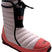 Bootie2- A single boot from the brand LINE, featuring a light pink quilted upper, a coral-pink toe and heel, and a black vertical strap with the brand name printed in coral-red.