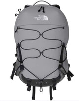Borealis-Light Grey backpack with The North Face logo on a white background