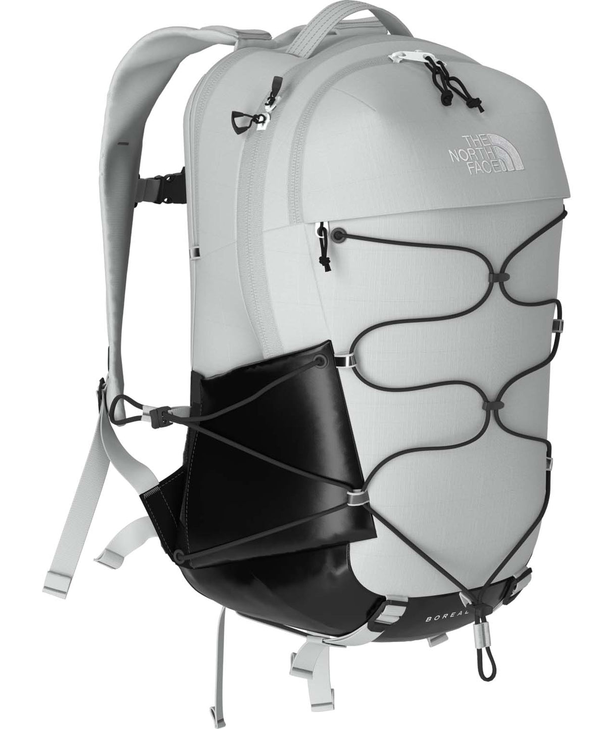 Borealis-Gray backpack with black accents on a white background