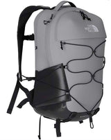 Borealis-Light Grey backpack with The North Face logo on a white background