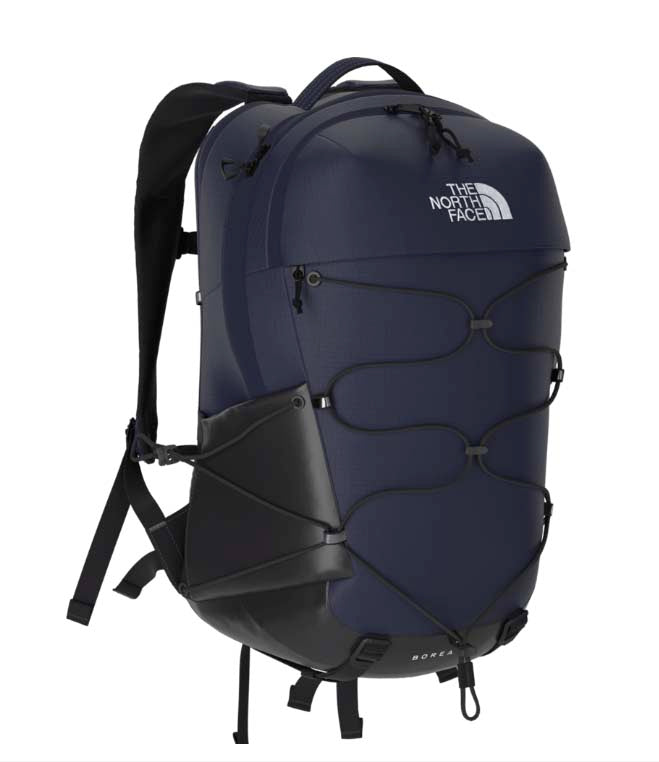Borealis-Navy backpack with black accents on a white background