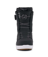 Boundary- Black snowboard boot on a white background