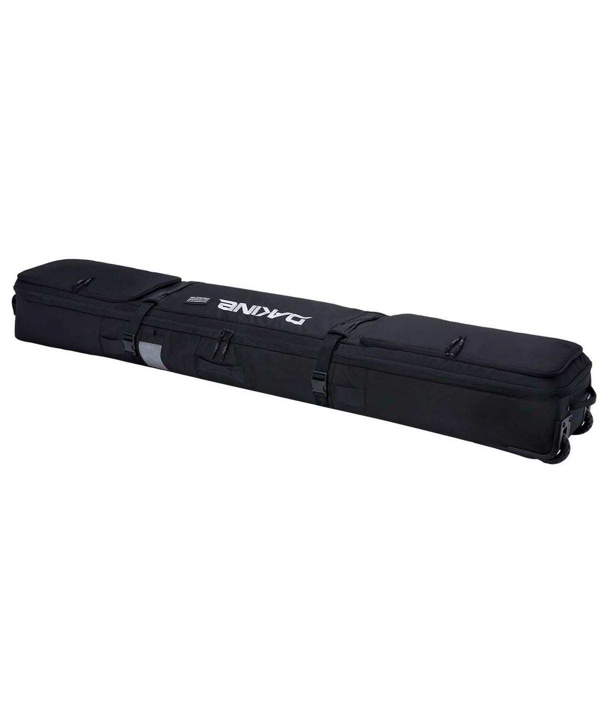 BoundarySkiRollerBag-Black Dakine ski bag on a white background