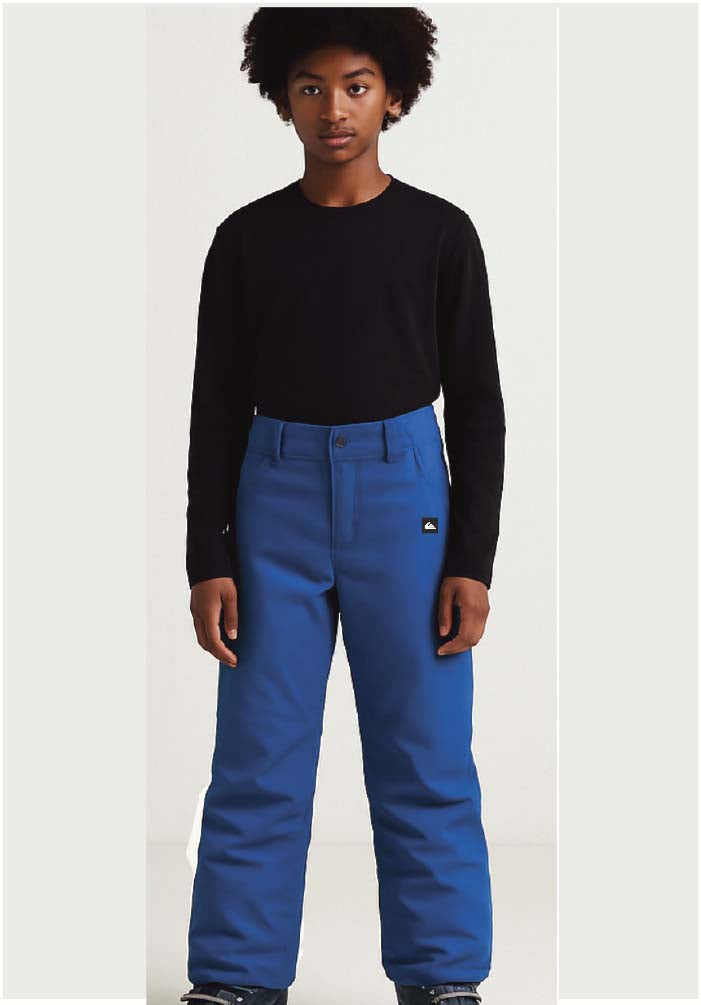 BoysEstatePant- Boy wearing blue snow pants 