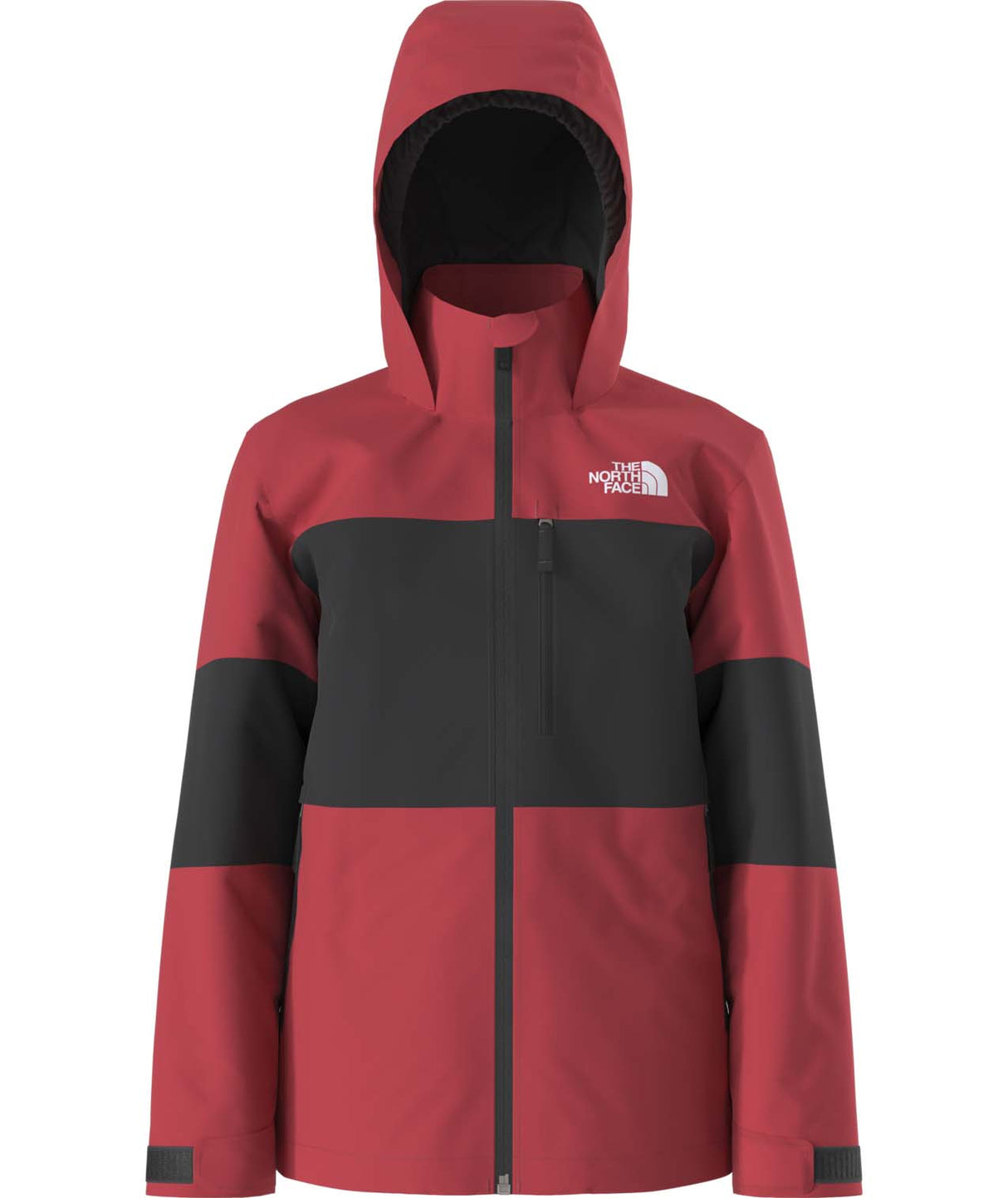 BoysFreedomInsulatedJacket-Red and black jacket with The North Face logo on a white background