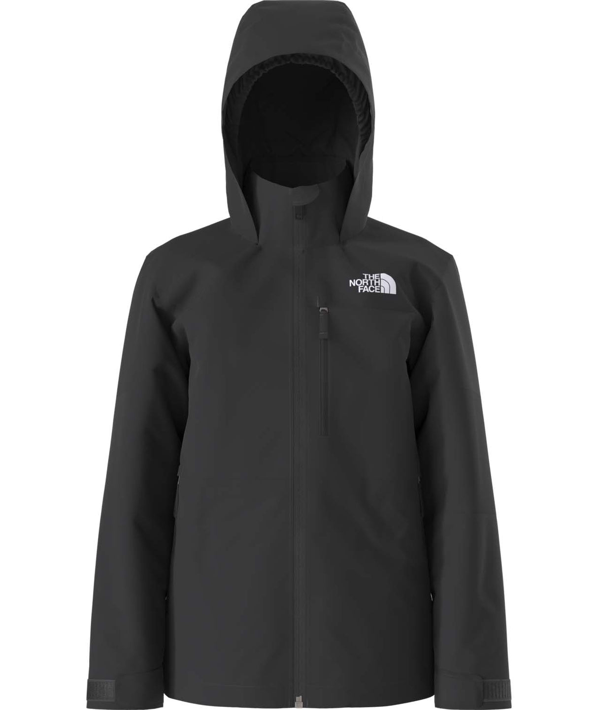BoysFreedomInsulatedJacket-Black jacket with The North Face logo on a white background
