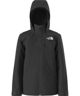 BoysFreedomInsulatedJacket-Black jacket with The North Face logo on a white background