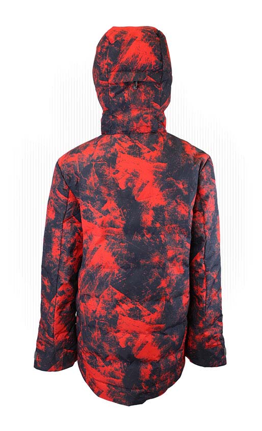BoysSidecutJacket-Red and black camouflage jacket on a white background