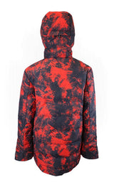 BoysSidecutJacket-Red and black camouflage jacket on a white background