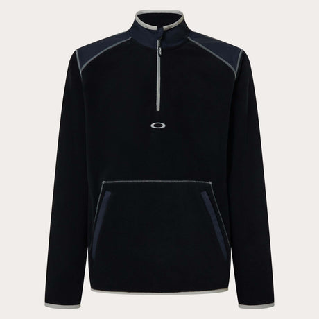 ButterTechFleece-Black quarter-zip pullover with a brand logo on a light gray background