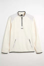 ButterTechFleece-White fleece jacket with black accents on a white background