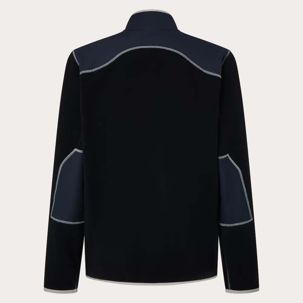 ButterTechFleece-Black jacket with gray accents on a light gray background