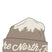 CabinMountainscapeBeanie- Light brown and cream beanie on white background