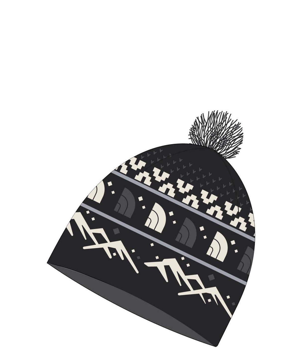 CabinSkiTuke- Black and White beanie on a white background
