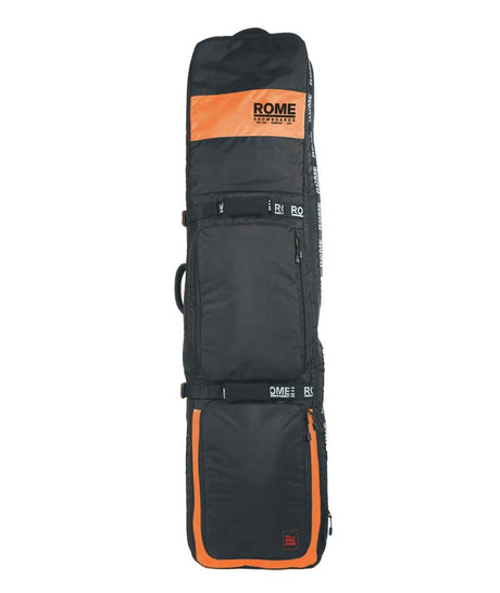 Cache-Black and orange skateboard bag with 'Rome' branding on a white background