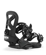 Cadet-Black snowboard binding with 'Union' branding on a white background