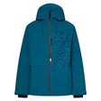 CanopyIns.Jacket- Blue jacket with a patterned pocket on a white background