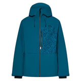 CanopyIns.Jacket- Blue jacket with a patterned pocket on a white background