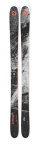 Canvas100- Black, white, and orange skis on a white background