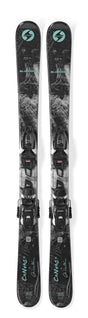 CanvasJr_7.0- Black, white, and teal skis on a white background 