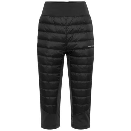 Emilie High Waist Capri Baselayer Pant- Black puffer pants on a transparent background